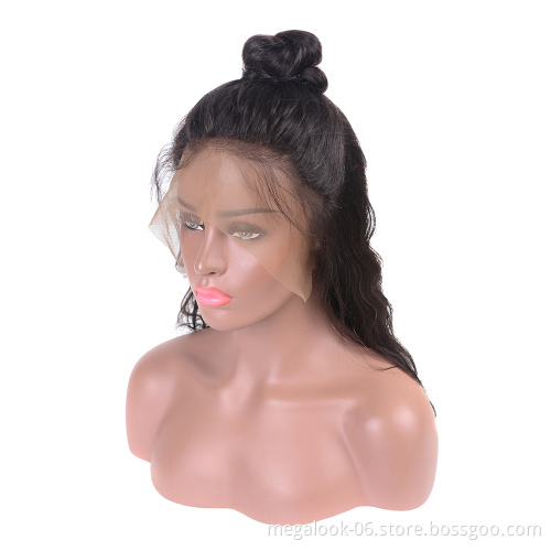 Natural Glueless Brazilian Human Hair Body Wave Front Wig Dyeable Virgin Frontal Lace Wigs For Black Women